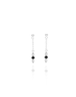 Boucles d'oreilles AÉLYS en Argent 925/1000 avec Oxydes Noirs et Blancs - AE-B6OZ0505