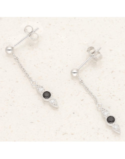 Boucles d'oreilles AÉLYS en Argent 925/1000 avec Oxydes Noirs et Blancs - AE-B6OZ0505