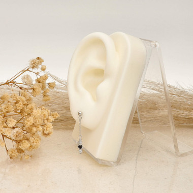 Boucles d'oreilles AÉLYS en Argent 925/1000 avec Oxydes Noirs et Blancs - AE-B6OZ0505
