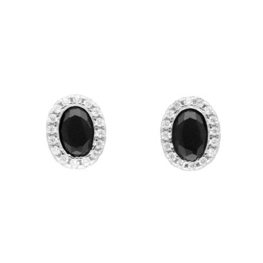 Boucles d'oreilles AÉLYS en Argent 925/1000 avec Oxydes Noirs et Blancs - AE-B6OZ0508