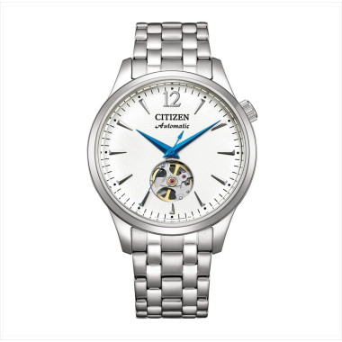 Montre Automatique PLATFORM - CITIZEN Homme Cadran Blanc Bracelet Acier Gris - NH9131-73A