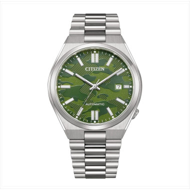 Montre Automatique TSUYOSA - CITIZEN Homme Cadran Vert Bracelet Acier Gris - NJ0159-86X