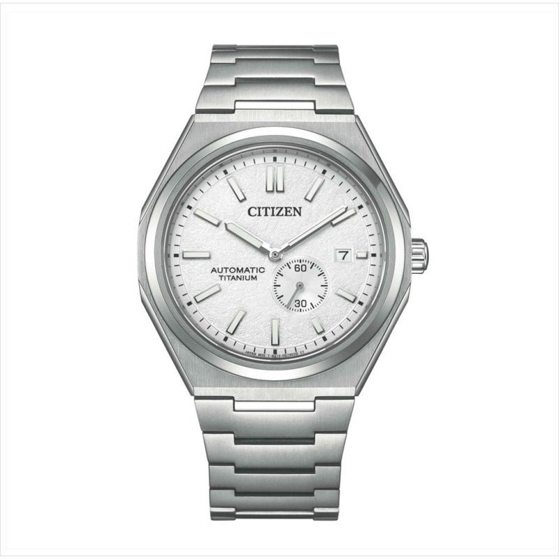 Montre Automatique SUPER TITANIUM- CITIZEN Homme Cadran Blanc Bracelet Titane Gris - NJ0180-80A
