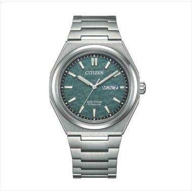 Montre Eco-drive SUPER TITANIUM - CITIZEN Homme Cadran Vert Bracelet Titane Gris - AW0130-85XE