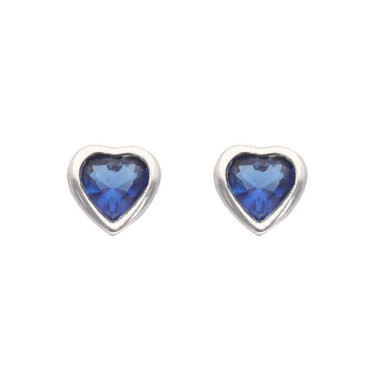 Boucles d'oreilles Cœur AÉLYS en Argent 925/1000 avec Oxydes Bleu - AE-B6OZ0513