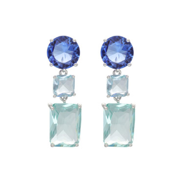 Boucles d'oreilles AÉLYS en Argent 925/1000 avec Oxydes Bleus - AE-B6OZ0514