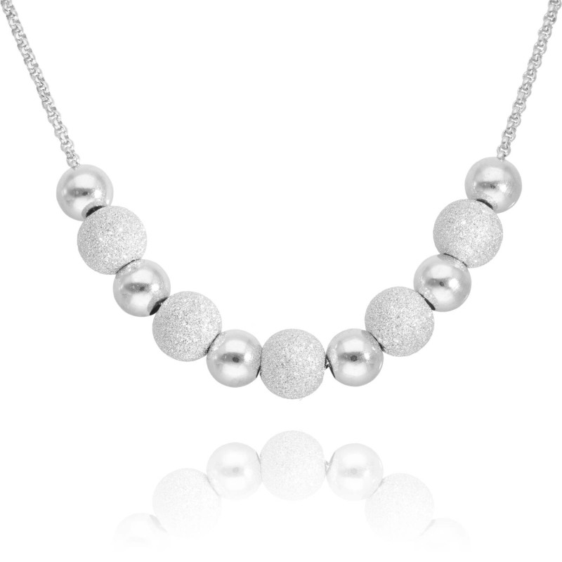 Collier AÉLYS en Argent 925/1000 avec Boules Lisses et Diamantées - AE-C60230