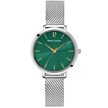Coffret CHOUQUETTE - PIERRE LANNIER Femme Bracelet Milanais Acier et Bracelet Cuir Vert - 170G671
