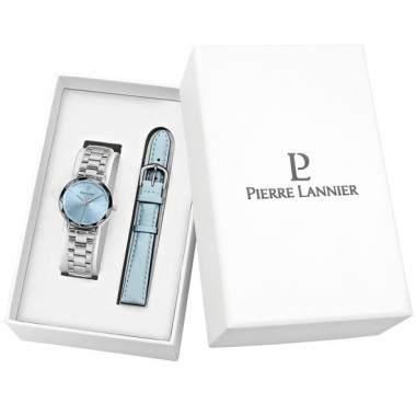 Coffret MULTIPLES - PIERRE LANNIER Femme Bracelet Acier et Bracelet Cuir Bleu - 173G661