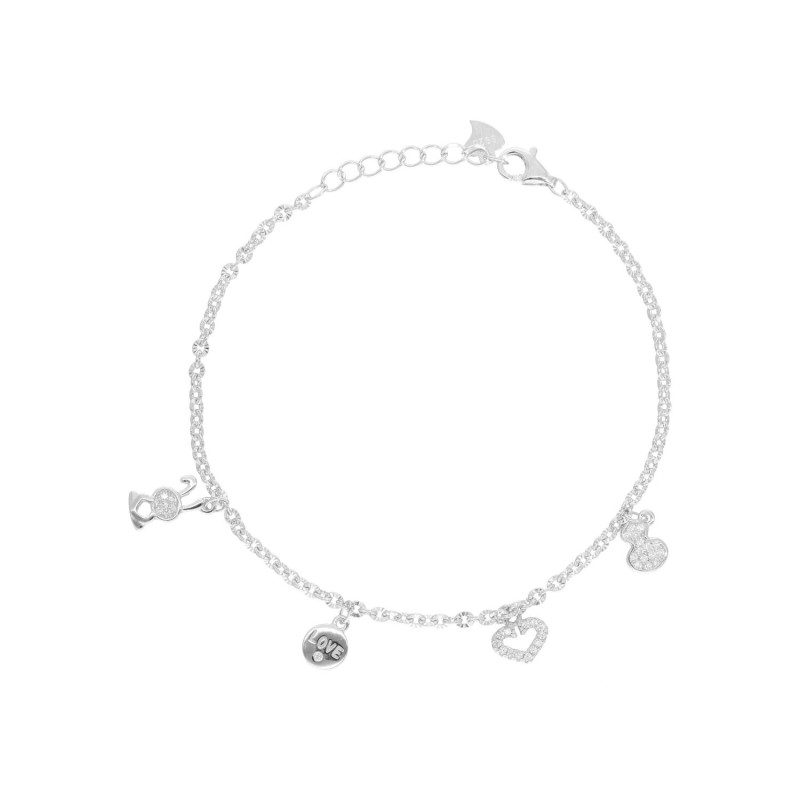 Bracelet Lapin, Cœur et Love AÉLYS en Argent 925/1000 avec Oxydes - AE-BR6OZ0228