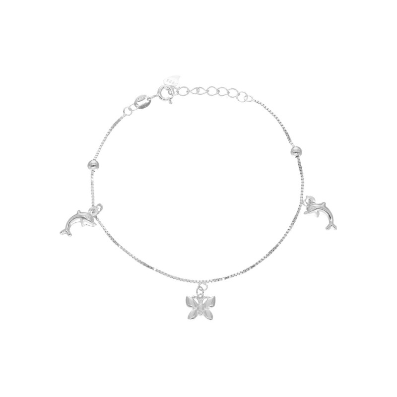 Bracelet Charms Papillon et Dauphin AÉLYS en Argent 925/1000 - AE-BR60214