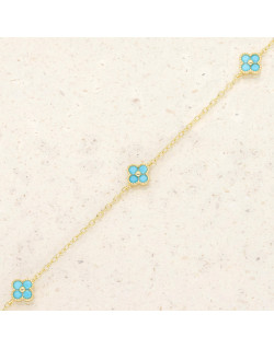 Collier Fleur ABELLION en Argent 925/1000 Jaune avec Pierres Bleues - AE-C6P0023