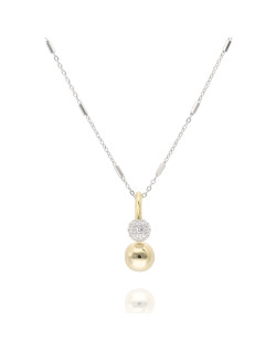 Collier Double Boule ABELLION en Argent 925/1000 Bicolore avec Oxydes - AE-C6OZ0332