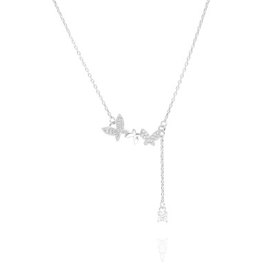 Collier Papillons AÉLYS en Argent 925/1000 avec Oxydes - AE-C6OZ0347