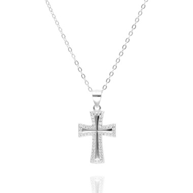 Collier Croix AÉLYS en Argent 925/1000 avec Oxydes - AE-C6OZ0351