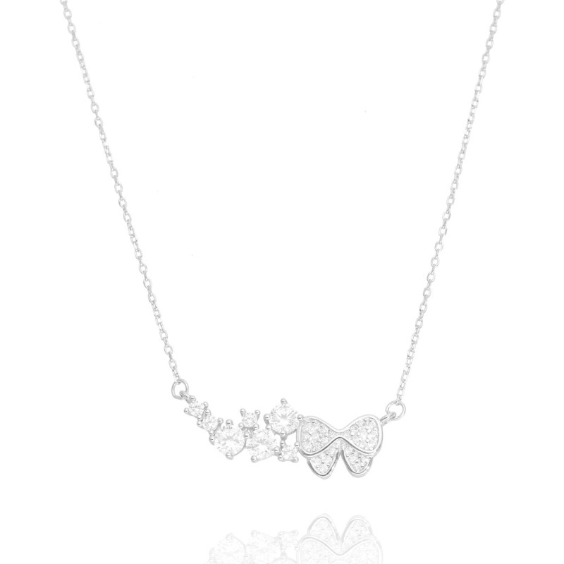 Collier Nœud en Argent 925/1000 avec Rivière d'Oxydes - AE-C6OZ0366