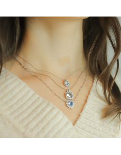 Collier Cœur AÉLYS en Argent 925/1000 avec Oxydes Bleu et Blancs - AE-C6OZ0361