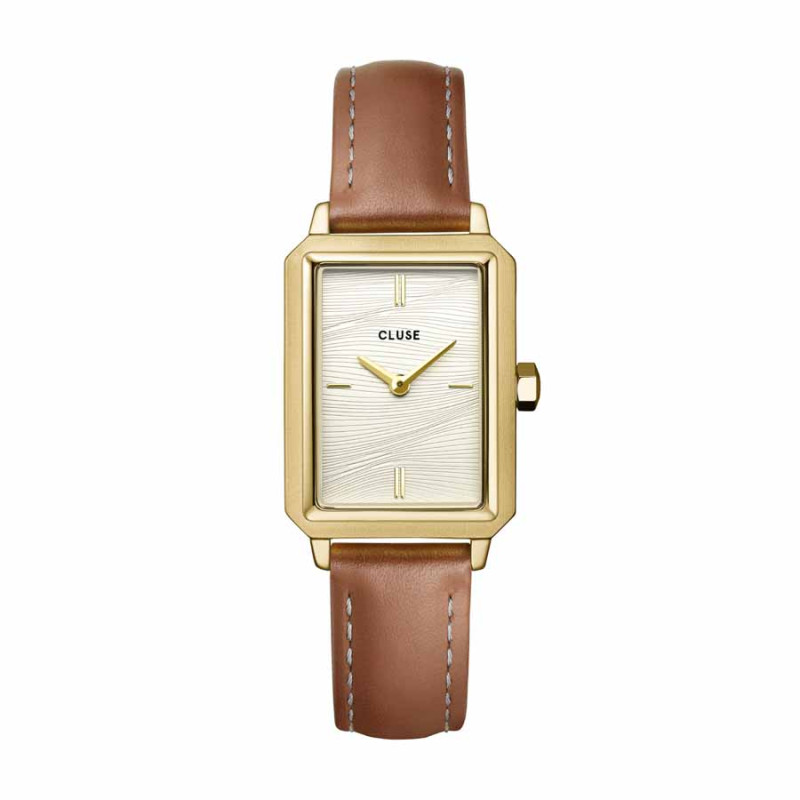 Montre FLUETTE - CLUSE Femme Cadran Beige Bracelet Cuir Marron - CW11515