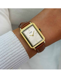 Montre FLUETTE - CLUSE Femme Cadran Beige Bracelet Cuir Marron - CW11515