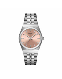 Montre RETRO 70'S - CLUSE Femme Cadran Rose Bracelet Acier - CW35101