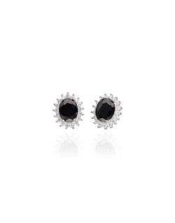 Boucles d'oreilles AÉLYS en Argent 925/1000 avec Oxydes Noir et Blancs - AE-B6OZ0524