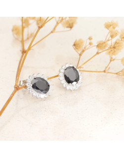 Boucles d'oreilles AÉLYS en Argent 925/1000 avec Oxydes Noir et Blancs - AE-B6OZ0524