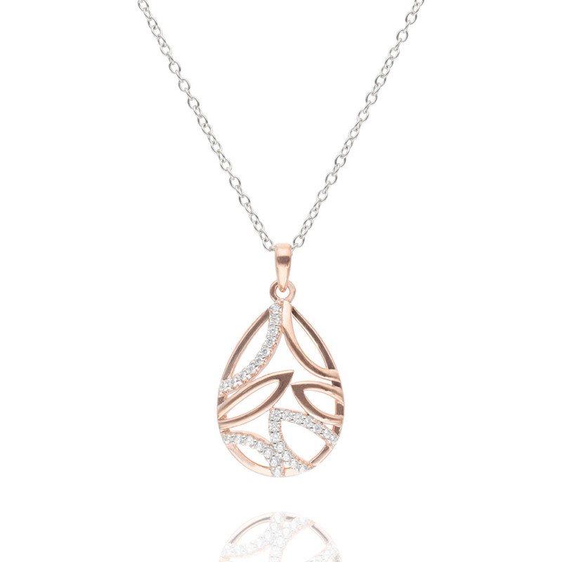 Collier Goutte ROSEGOLD en Argent 925/1000 Rose avec Oxydes - AE-C6OZ0368