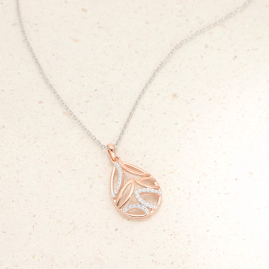 Collier Goutte ROSEGOLD en Argent 925/1000 Rose avec Oxydes - AE-C6OZ0368