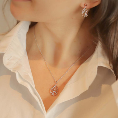 Collier Goutte ROSEGOLD en Argent 925/1000 Rose avec Oxydes - AE-C6OZ0368