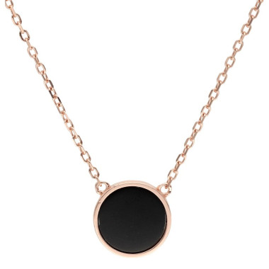 Collier ROSEGOLD en Argent 925/1000 Rose avec Onyx Noir - AE-C6OY0001