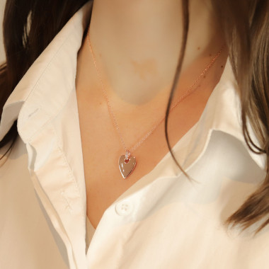 Collier Cœur ROSEGOLD en Argent 925/1000 Rose avec Oxydes - AE-C6OZ0370