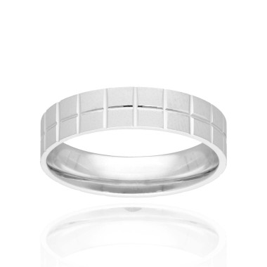 Alliance Martelée Carrés AÉLYS en Argent 925/1000 - 6 mm - AE-BA60103