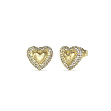 Boucles d'oreilles Cœur BELOVED - GUESS Femme en Acier Doré et Zircons - JUBE05020JWYG