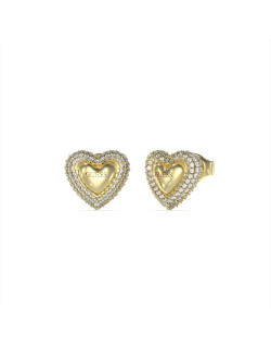 Boucles d'oreilles Cœur BELOVED - GUESS Femme en Acier Doré et Zircons - JUBE05020JWYG