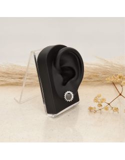 Boucles d'oreilles AÉLYS en Argent 925/1000 avec Oxydes Noir et Blancs - AE-B6OZ0524