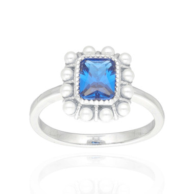 Bague AÉLYS en Argent 925/1000 avec Oxyde Bleu et Perles Synthétiques - AE-BA6OZ0344