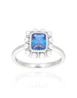 Bague AÉLYS en Argent 925/1000 avec Oxyde Bleu et Perles Synthétiques - AE-BA6OZ0344