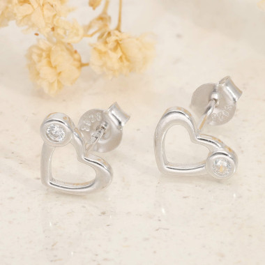 Boucles d'oreilles Cœur AÉLYS en Argent 925/1000 et Oxydes - AE-B6OZ0538