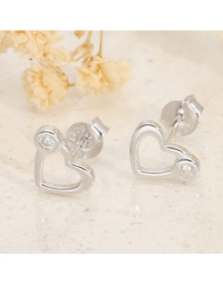 Boucles d'oreilles Cœur AÉLYS en Argent 925/1000 et Oxydes - AE-B6OZ0538