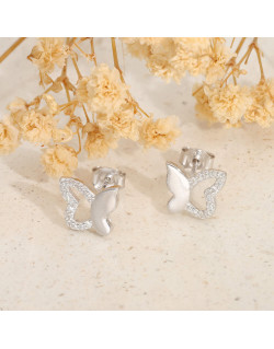 Boucles d'oreilles Papillons AÉLYS en Argent 925/1000 et Oxydes - AE-B6OZ0540