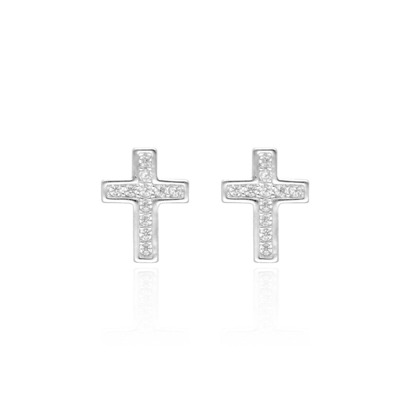 Boucles d'oreilles Croix AÉLYS en Argent 925/1000 et Oxydes - AE-B6OZ0541