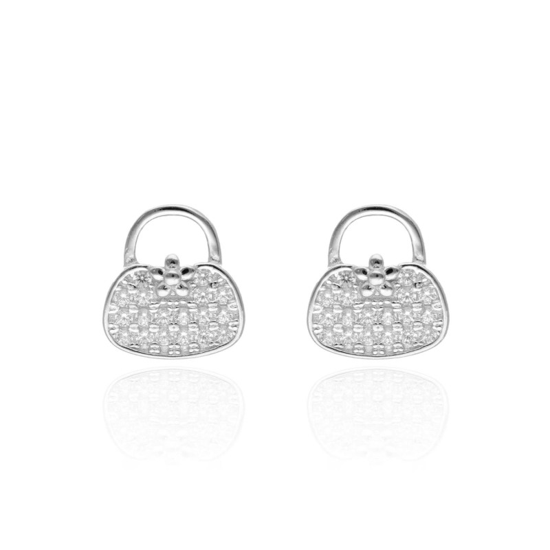 Boucles d'oreilles Sac à Main AÉLYS en Argent 925/1000 et Oxydes - AE-B6OZ0542