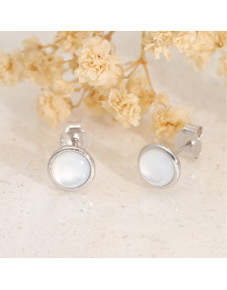 Boucles d'oreilles AÉLYS en Argent 925/1000 avec Nacre Blanche - AE-B6NA0002