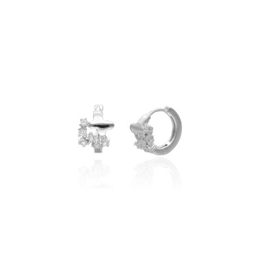 Créoles COROA en Argent 925/1000 avec Oxydes - 1 cm - AE-B6OZ0549