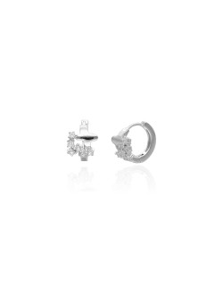 Créoles COROA en Argent 925/1000 avec Oxydes - 1 cm - AE-B6OZ0549