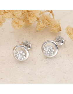 Boucles d'oreilles Fleur AÉLYS en Argent 925/1000 avec Oxydes - 0,8 cm - AE-B6OZ0562