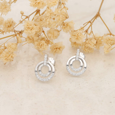 Boucles d'oreilles COROA en Argent 925/1000 avec Oxydes - 0,9 cm - AE-B6OZ0563