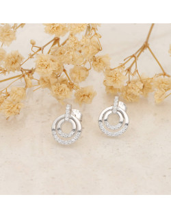 Boucles d'oreilles COROA en Argent 925/1000 avec Oxydes - 0,9 cm - AE-B6OZ0563