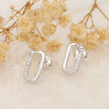 Boucles d'oreilles Rectangle LINHA en Argent 925/1000 avec Oxydes - AE-B6OZ0564