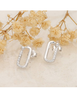 Boucles d'oreilles Rectangle LINHA en Argent 925/1000 avec Oxydes - AE-B6OZ0564